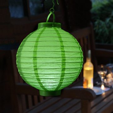 MARELIDA LED Lampion LED Solar Lampion 20cm Party Balkon Terrasse Garten Laterne grün, LED Classic, kaltweiss (5300K bis 6000K)