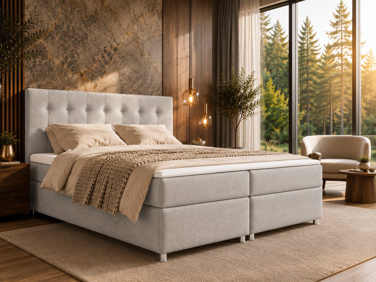 Best for Home Boxspringbett mit Bettkasten, Bonellfederkern und 7 cm Topper (Komplettset, 140x200 160x200 180x200 200x200 cm), inkl. Lieferung bis in die Wohnung, TOP Preis-Leistungsverhältnis