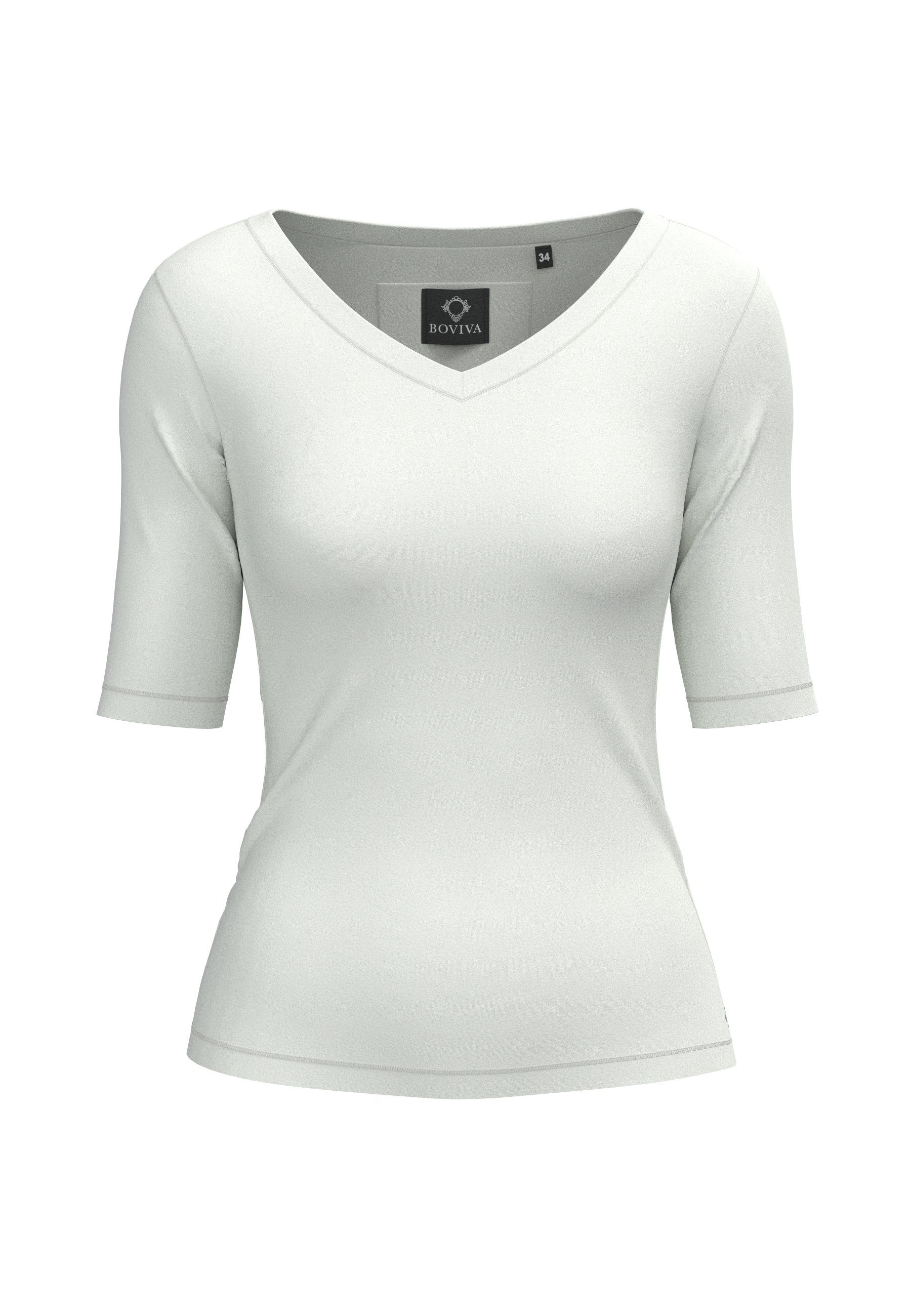 BOVIVA Kurzarmshirt Premium (1-tlg) basic in uni weiß