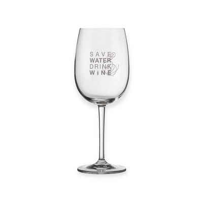 Räder Design Weinglas Weinglas SAVE WATER DRINK WINE Glas mit weißem Decal H22cm, Glas