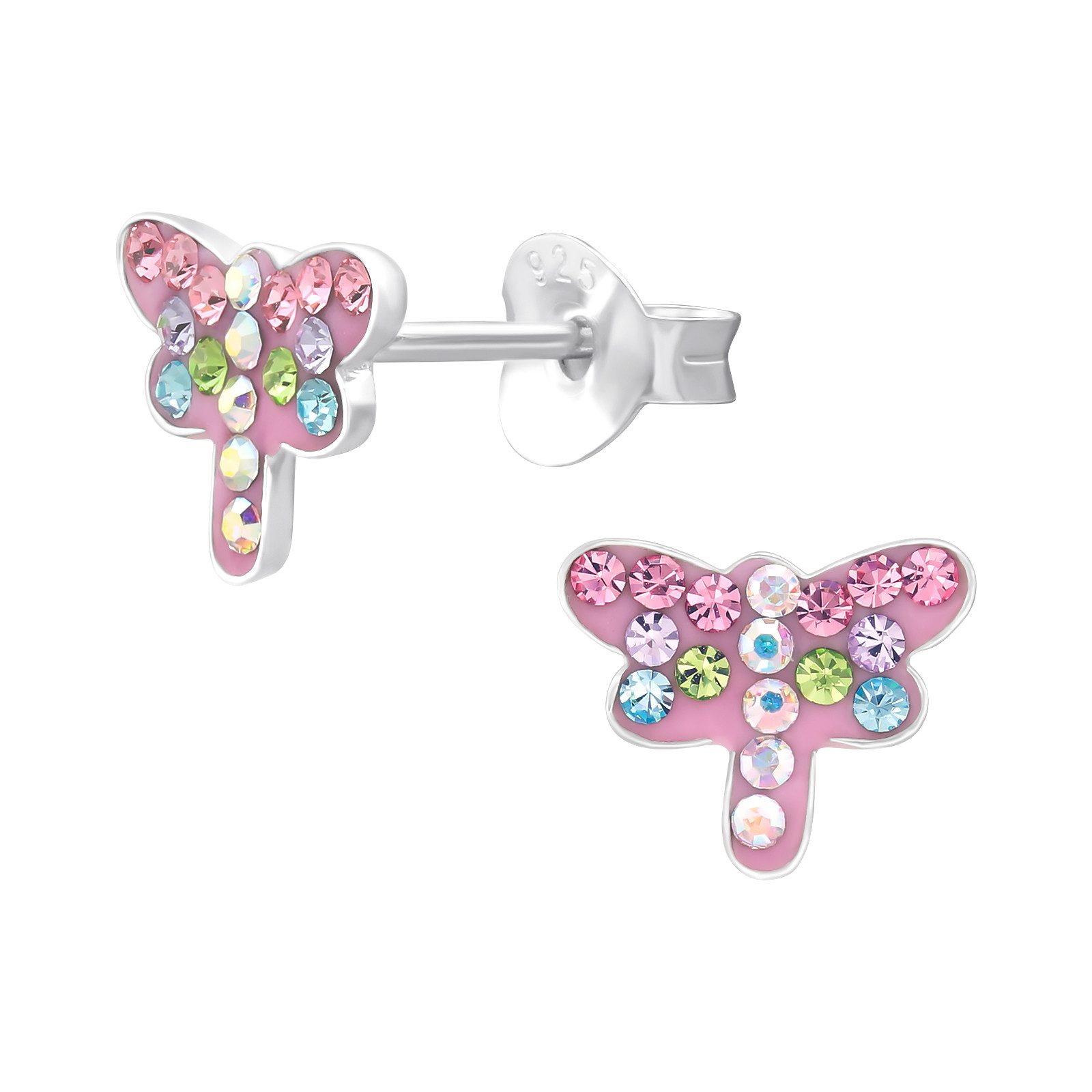 schmuck23 Paar Ohrstecker Ohrringe Libelle 925 Silber Ohrstecker Kinder Mädchen, Poliert
