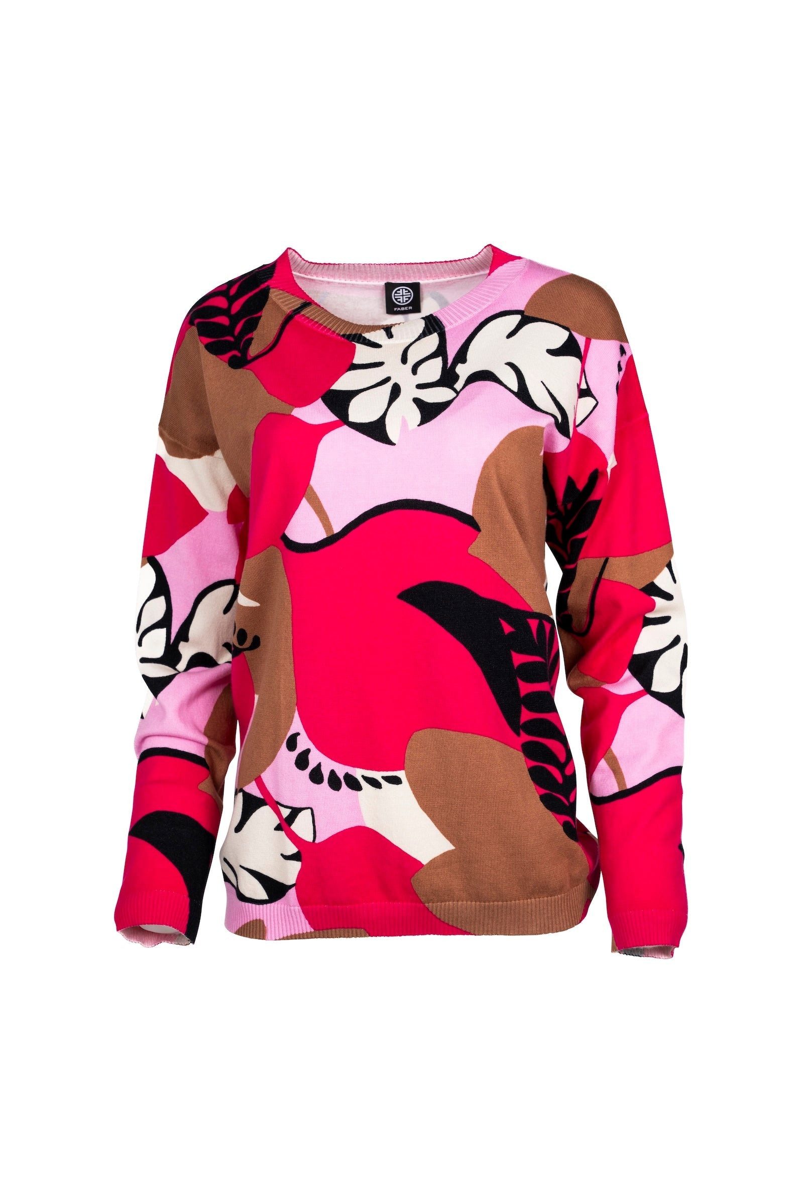 Faber Rundhalspullover Rundhalspullover mit Color-Wave-Print Feinstrick mit günstig online kaufen