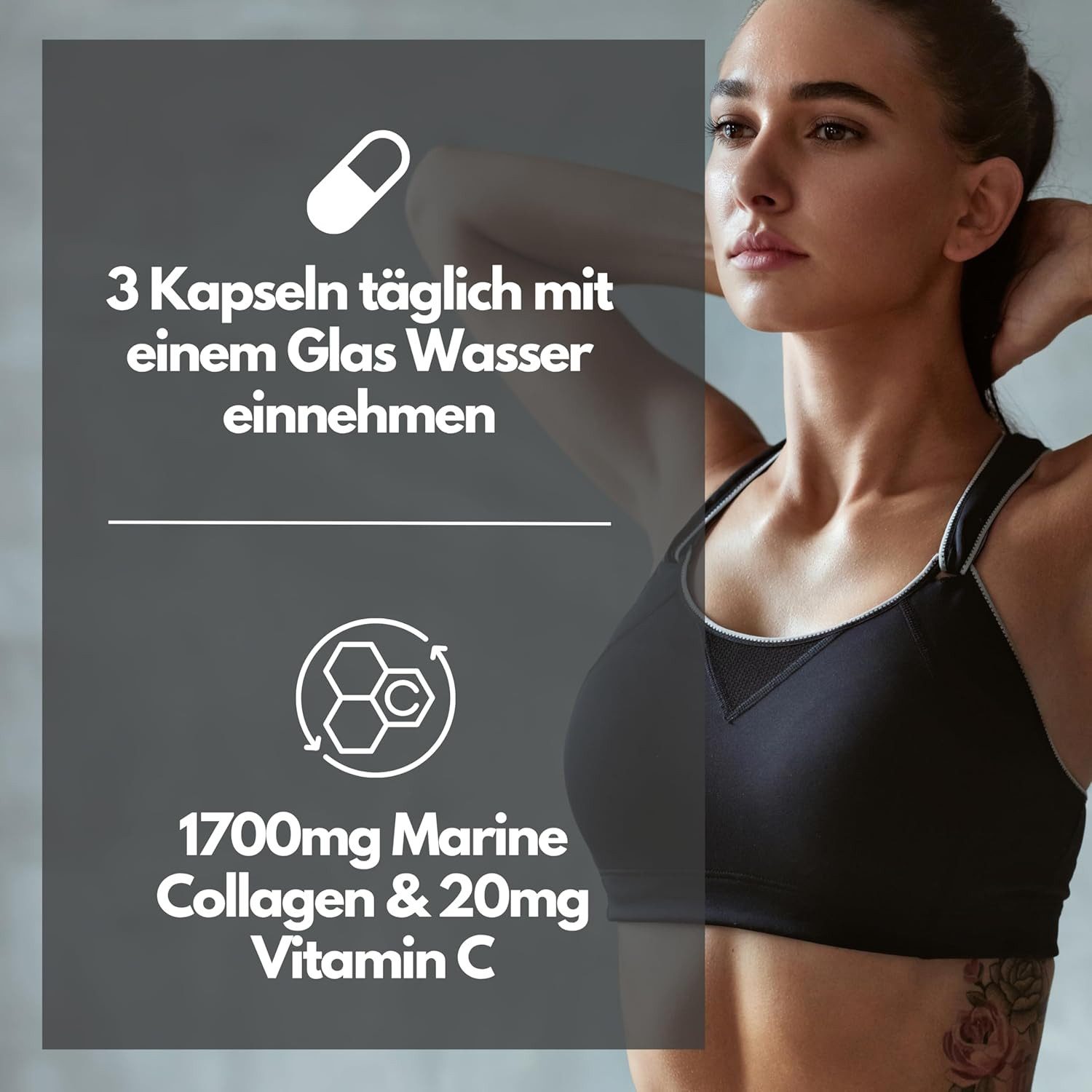 Marine Collagen Kapseln, 1700mg Meereskollagen pro Tag mit Vitamin C Kapseln, 180 St., 128 g