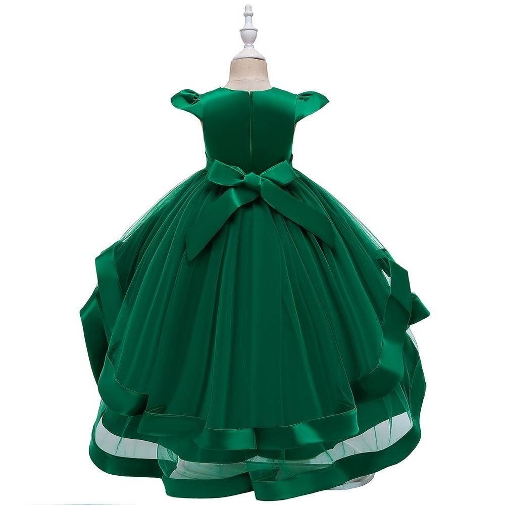 LAPA Abendkleid Mädchen Vokuhilakleid Kurzarm Kleid Stickerei Grün mit (1-tlg)