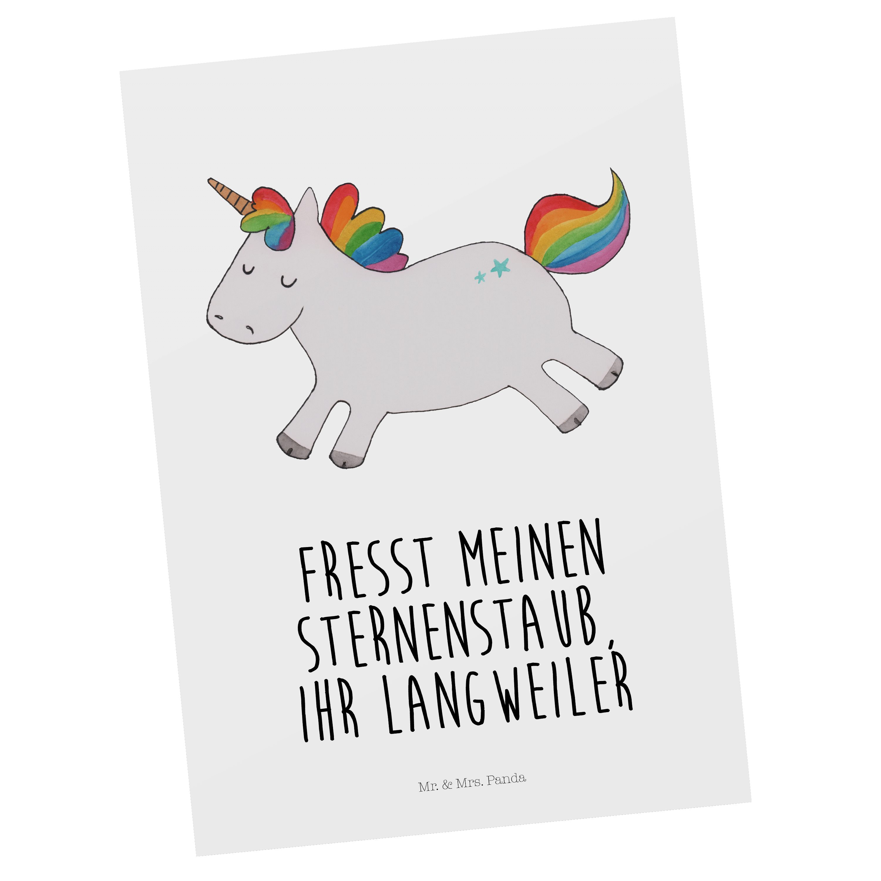 Mr. & Mrs. Panda Postkarte Einhorn Happy - Weiß - Geschenk, Pegasus, Lachen, Karte, Einhörner, S