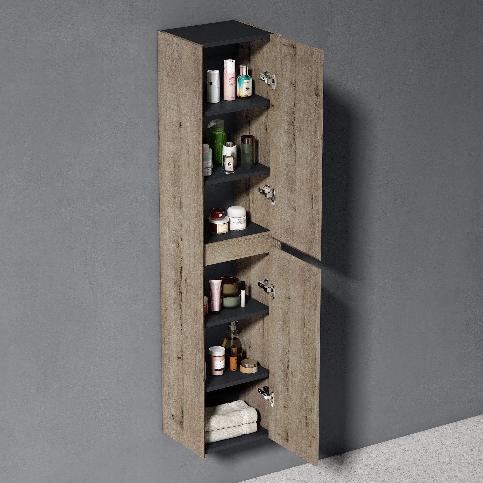 doporro Seitenschrank Badschrank Schmal Hochschrank Badezimmer Rimo