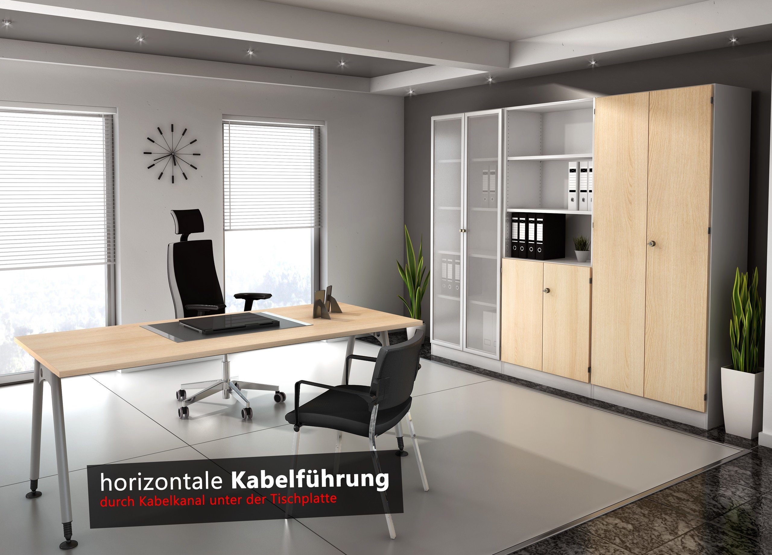 Schreibtisch x Rechteck: bümö Schreibtisch 80 Weiß Serie-A, cm - 160 Dekor: