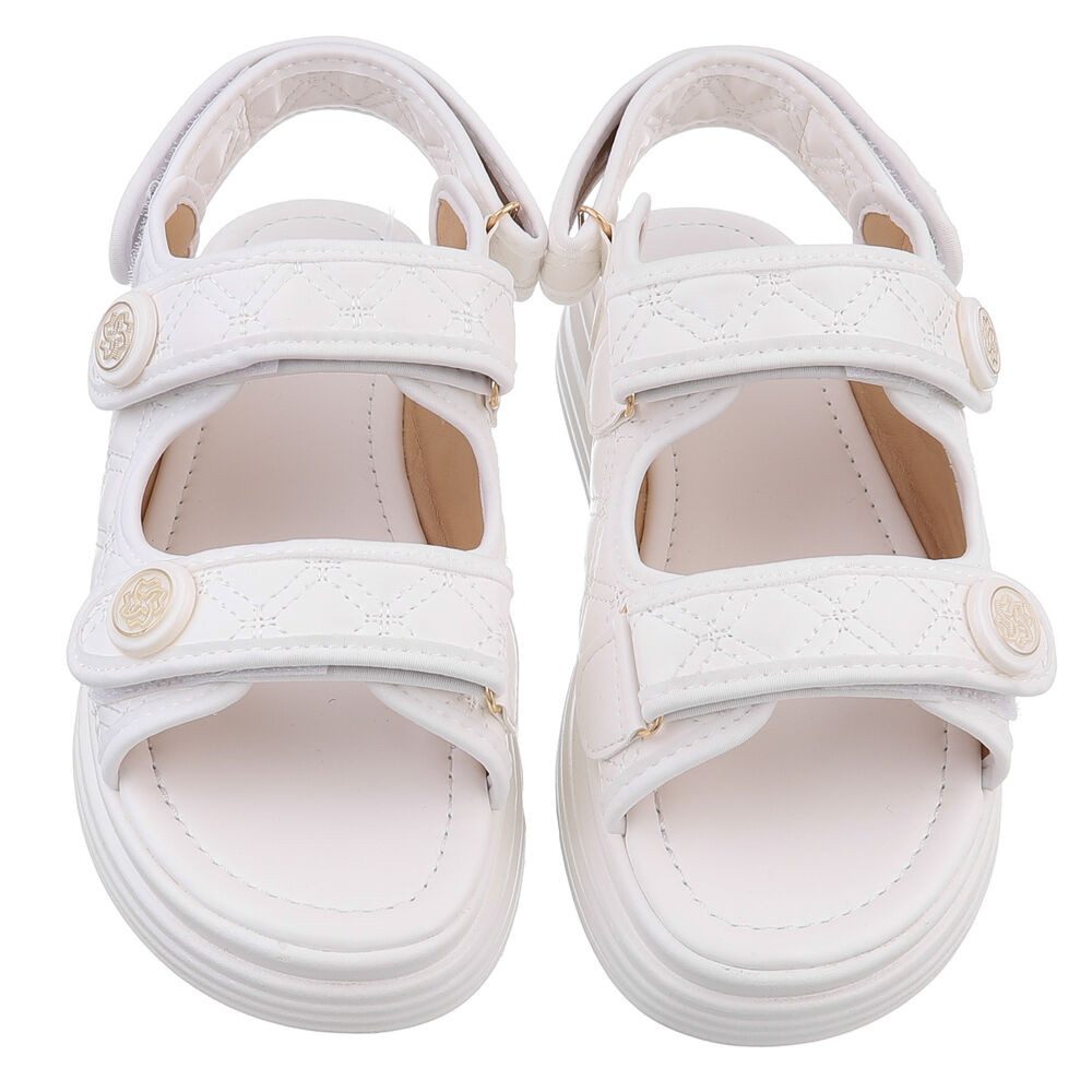 Ital-Design Komfortable Sandalen mit verstellbaren Riemen Riemchensandalette (89322983) Flach Plateausandaletten in Weiß