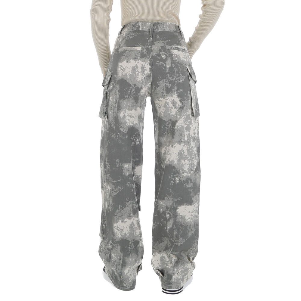 Ital-Design Cargohose Damen Freizeit (86746088) Camouflage Stoffhose in Grau