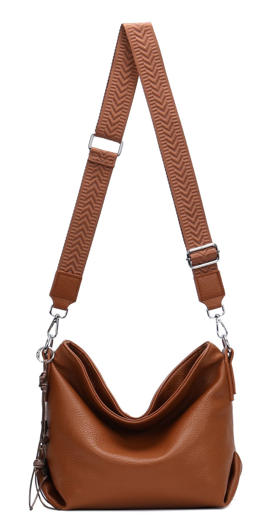 ITALYSHOP24 Schultertasche DAMEN TASCHE Crossbody Shopper Umhängetasche Brusttasche Leder Optik, Hobo Bag Handtasche CrossOver Freizeit Henkeltasche leicht modern