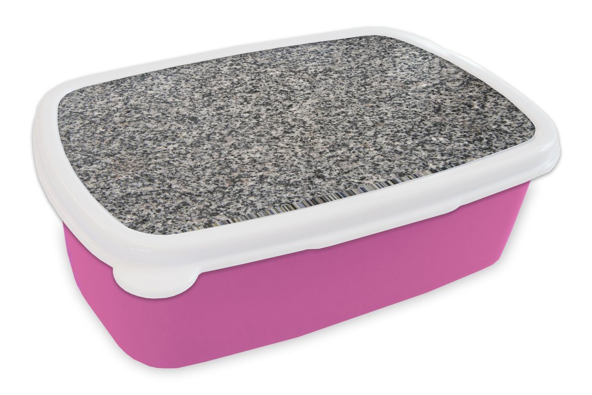 MuchoWow Lunchbox Granit - Industriell - Design - Grau, Kunststoff, (2-tlg), Brotbox für Erwachsene, Brotdose Kinder, Snackbox, Mädchen, Kunststoff rosa