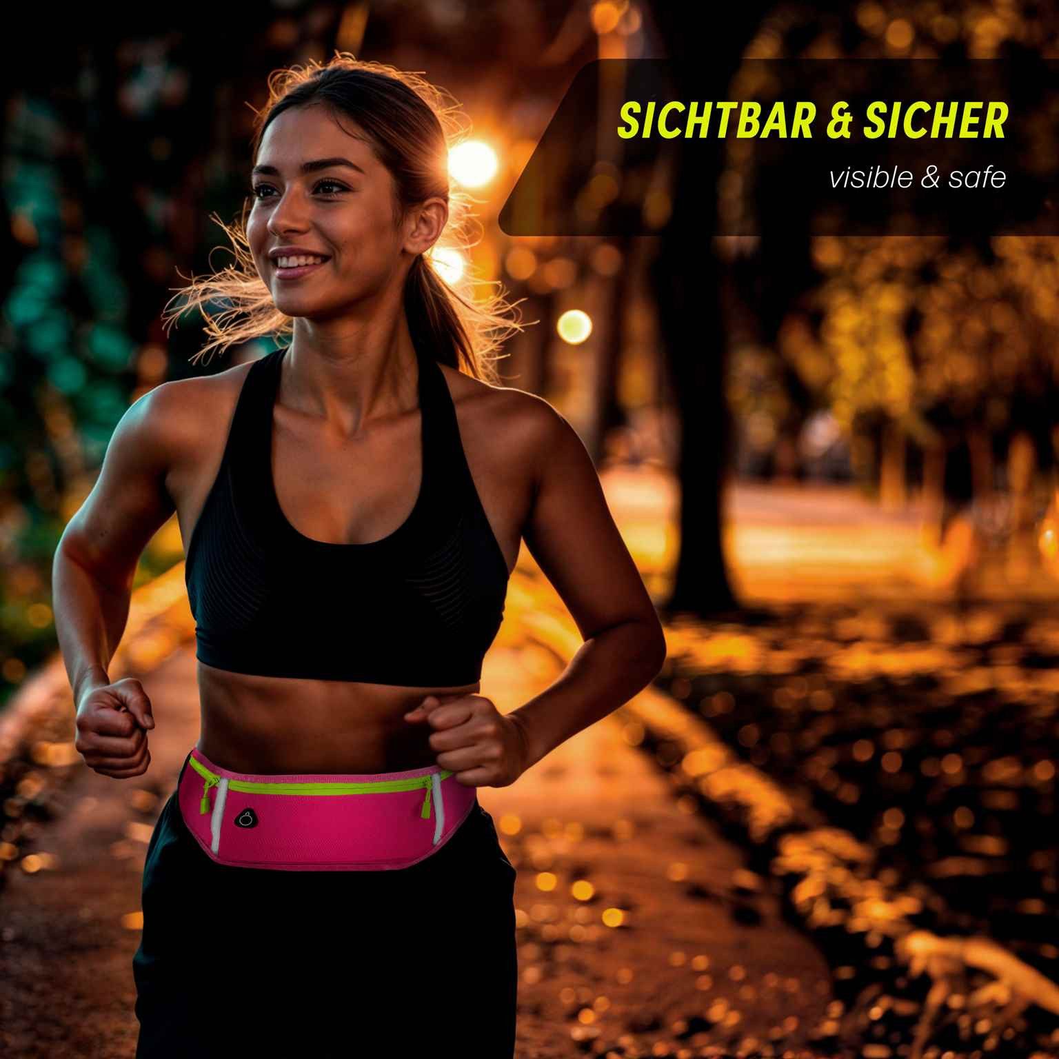 ONEFLOW Laufgürtel für Samsung Galaxy A55 5G Lauftasche ActivePro Belt Pink Sport Handytasche zum Joggen Damen Herren Bauchtasche Handy Running