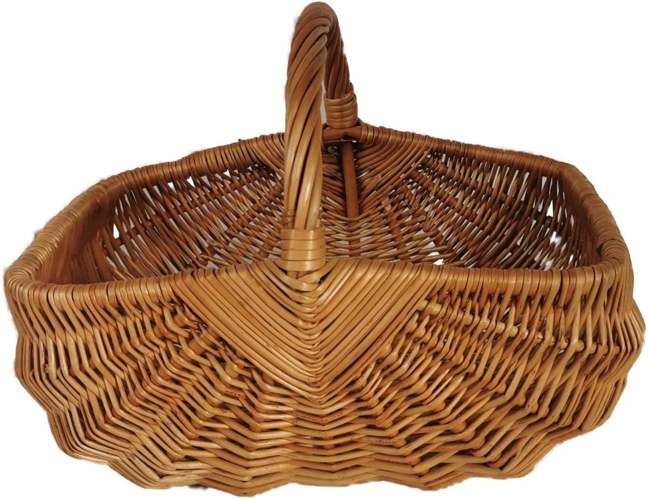 natuleo by pokuc Flaschenkorb Einkaufskorb aus Weide Braun 43x31x36 cm "Windmühle"
