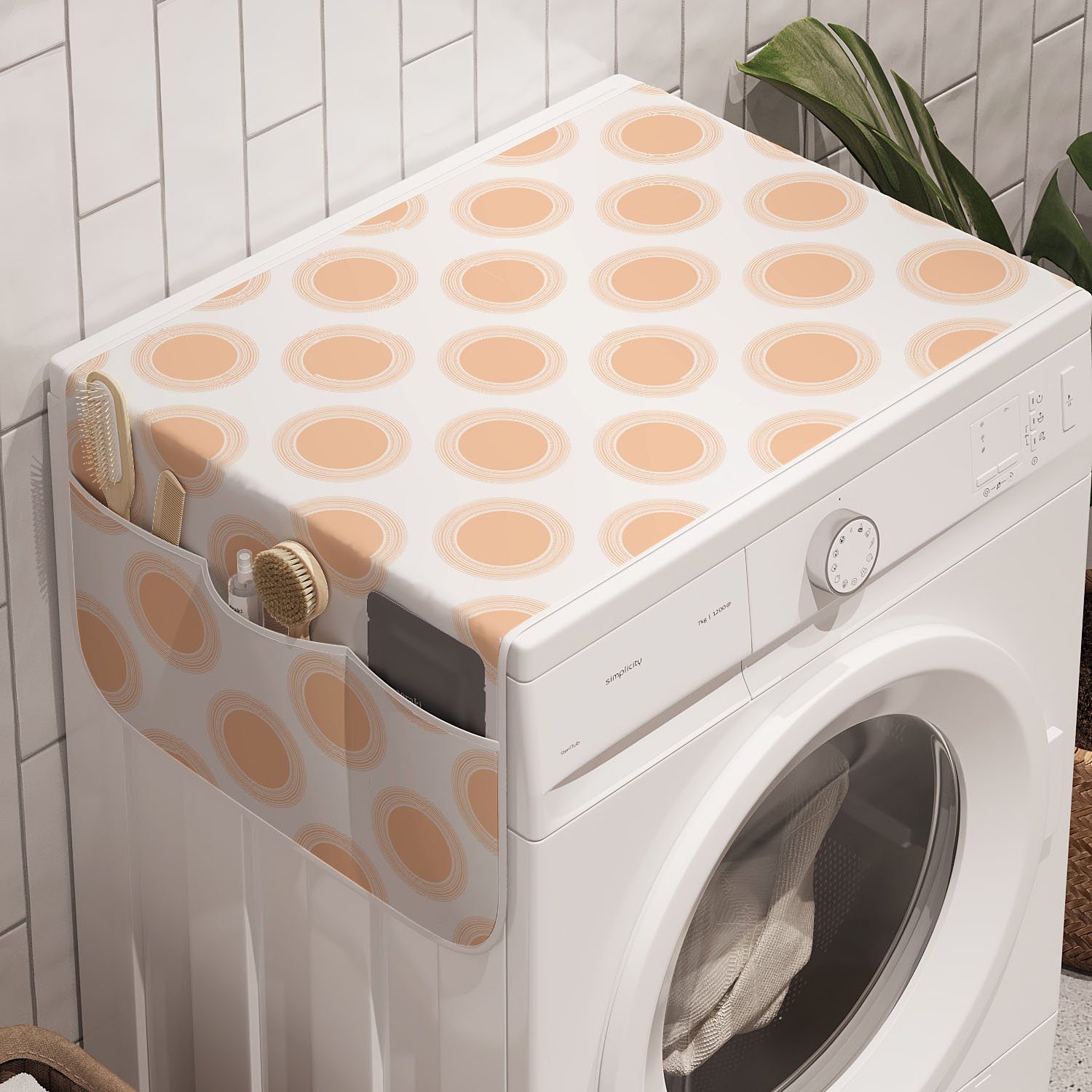 Abakuhaus Badorganizer Anti-Rutsch-Stoffabdeckung für Waschmaschine und Trockner, Abstrakt Pastell Minimalistic Dots