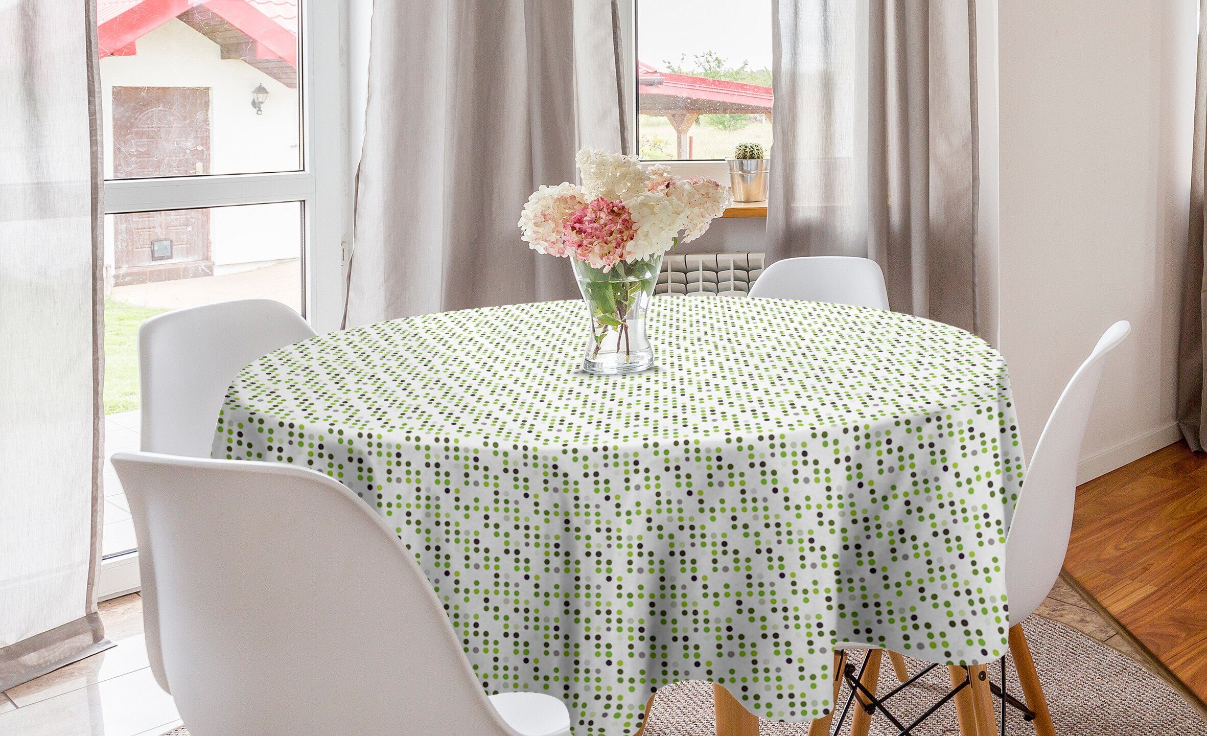 Dekoration, für Küche Abakuhaus Tupfen-Muster Abdeckung Moderne Kreis Esszimmer Tischdecke Abstrakt Tischdecke