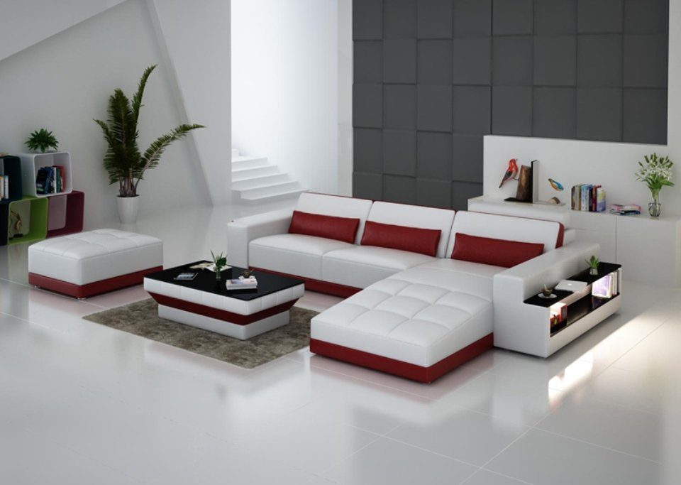 Ledersofa Design Ecksofa Eck Wohnlandschaft Ecksofa, Couch JVmoebel Sofa Modern