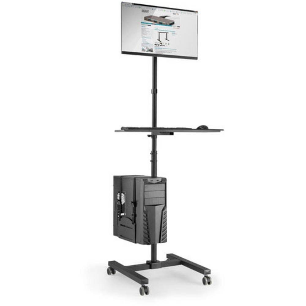 Digitus Monitor-Halterung Mobile Workstation (Monitor, PC Halter DA-90374, (Ausziehbar, Kombihalterung)