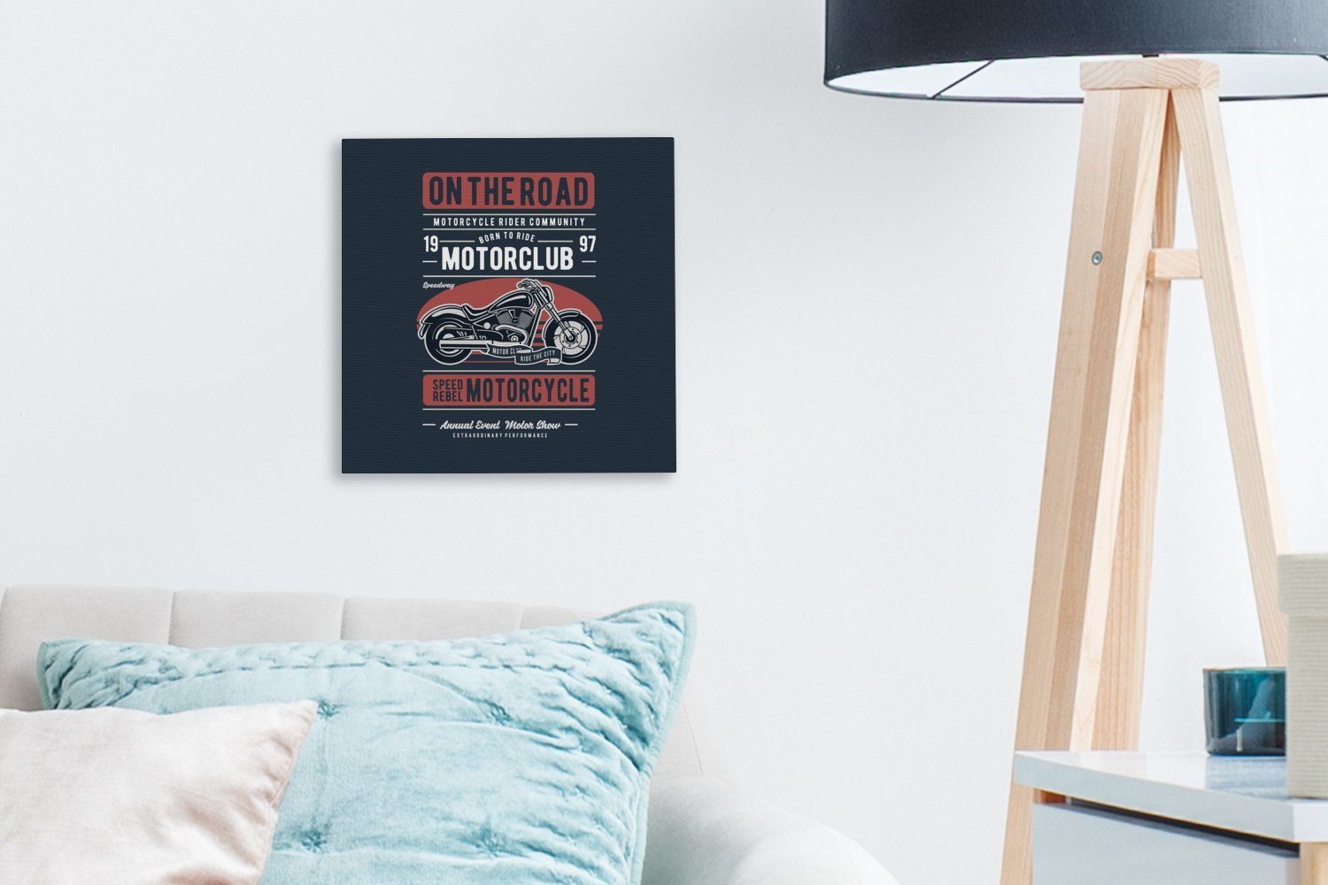 OneMillionCanvasses® Leinwandbild Motorrad Schlafzimmer Bilder für Retro St), - Leinwand - Zitat, Wohnzimmer (1