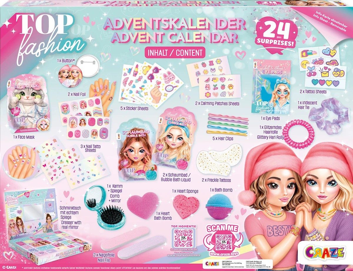 CRAZE Adventskalender CRAZE Adventskalender 2026 Kinder Top Fashion, 1 St (24-tlg) – Bild 2 von 2