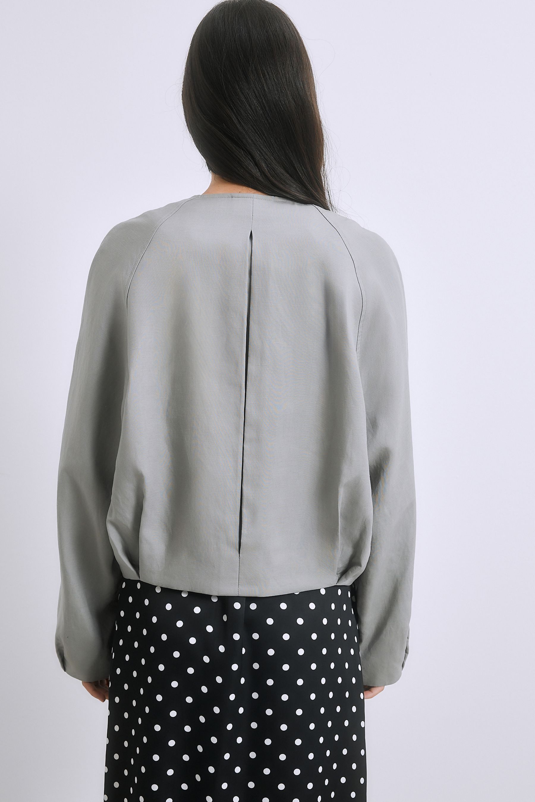 Next Bomberjacke Kragenlose Bomberjacke mit Leinenanteil (1-St) – Bild 4 von 5