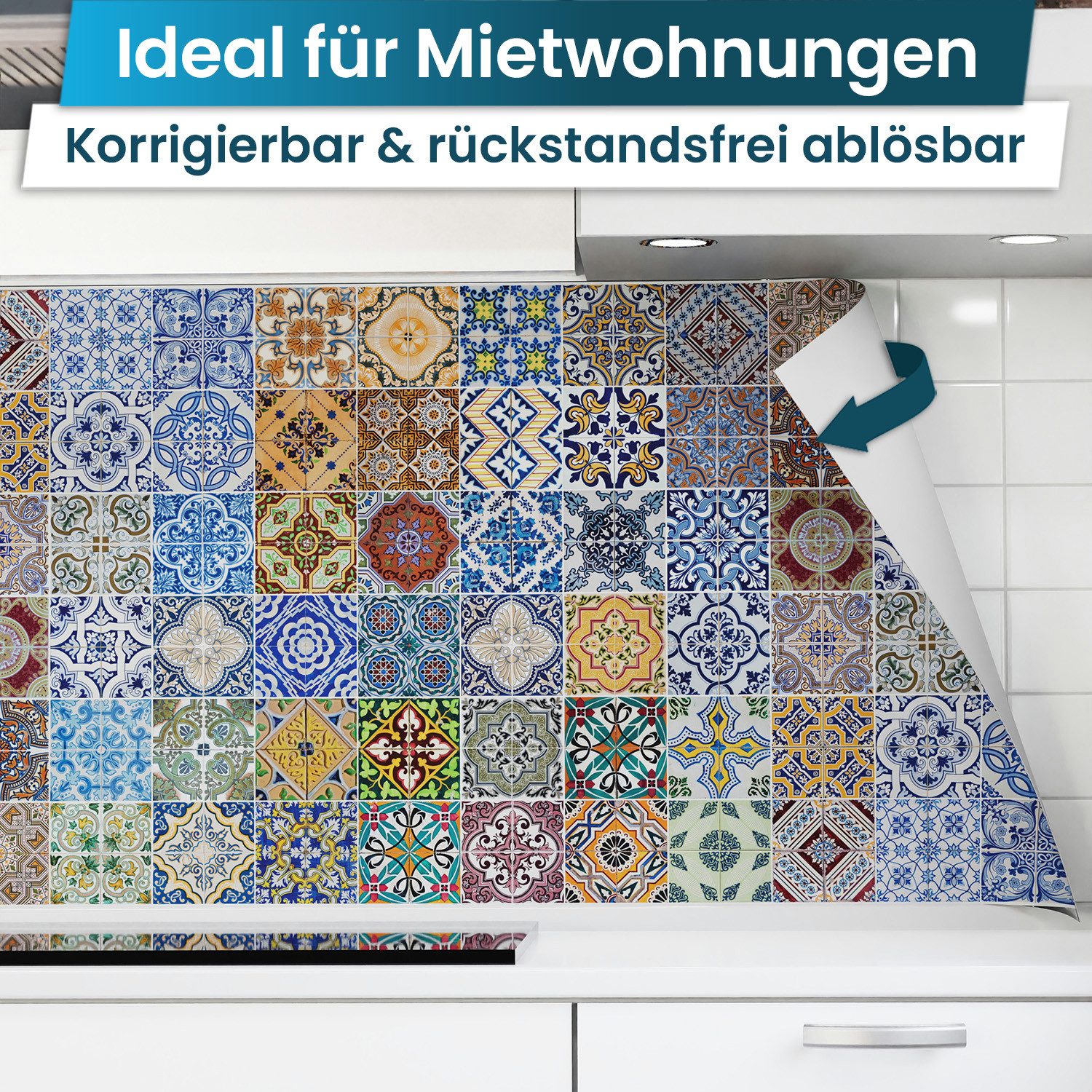 danario Küchenrückwand Folie selbstklebend - Matt - Spritzschutz Küche - versteift & robust – Bild 3 von 5