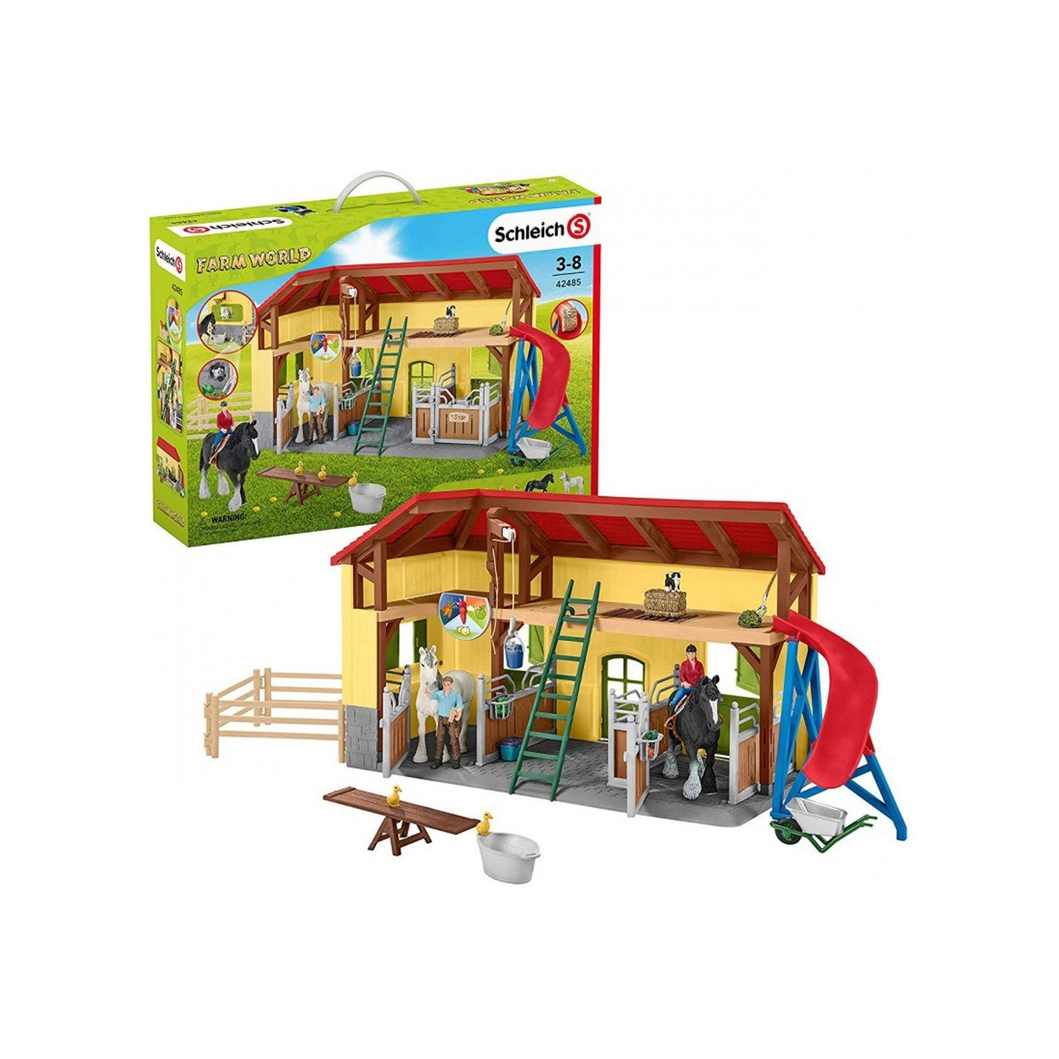 Schleich® Spielwelt SLH42485, Farm World Pferdestall mit Zubehör und Spielfiguren