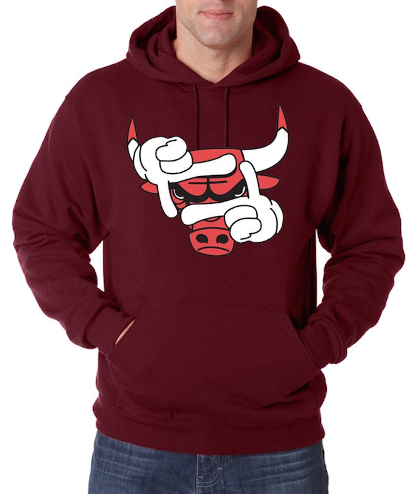 Hoodie mit Print Designz Bulls Kapuzenpullover Youth Herren modischem Burgundy Pullover
