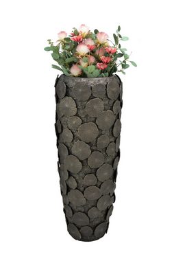 Flingora Bodenvase Mascha, mit Einsatz - Fiberglas - Indoor - Bronzebraun - Höhe 97 cm