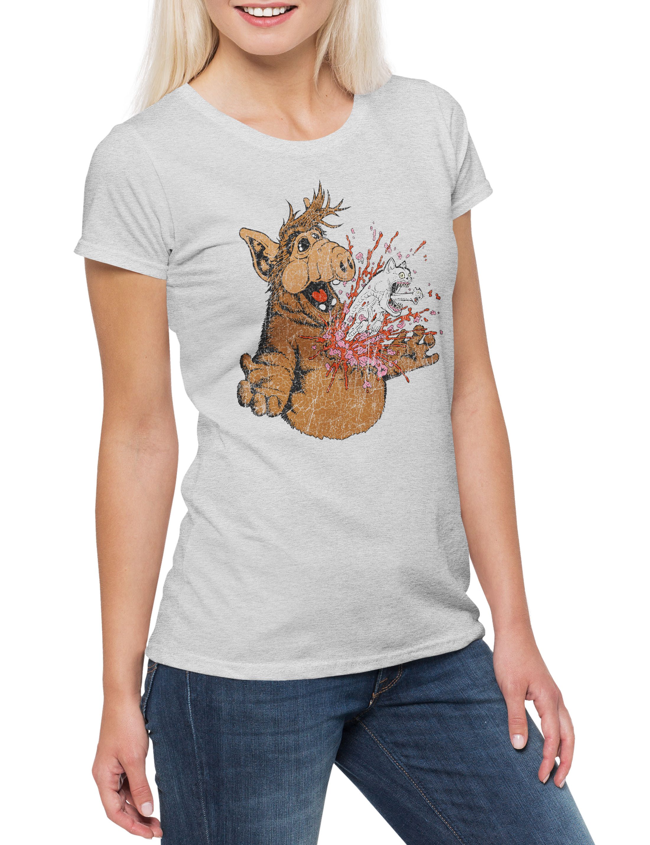 Print-Shirt A Horror Damen T-Shirt Fun Geek Nerd Alien Splatter Halloween Blood