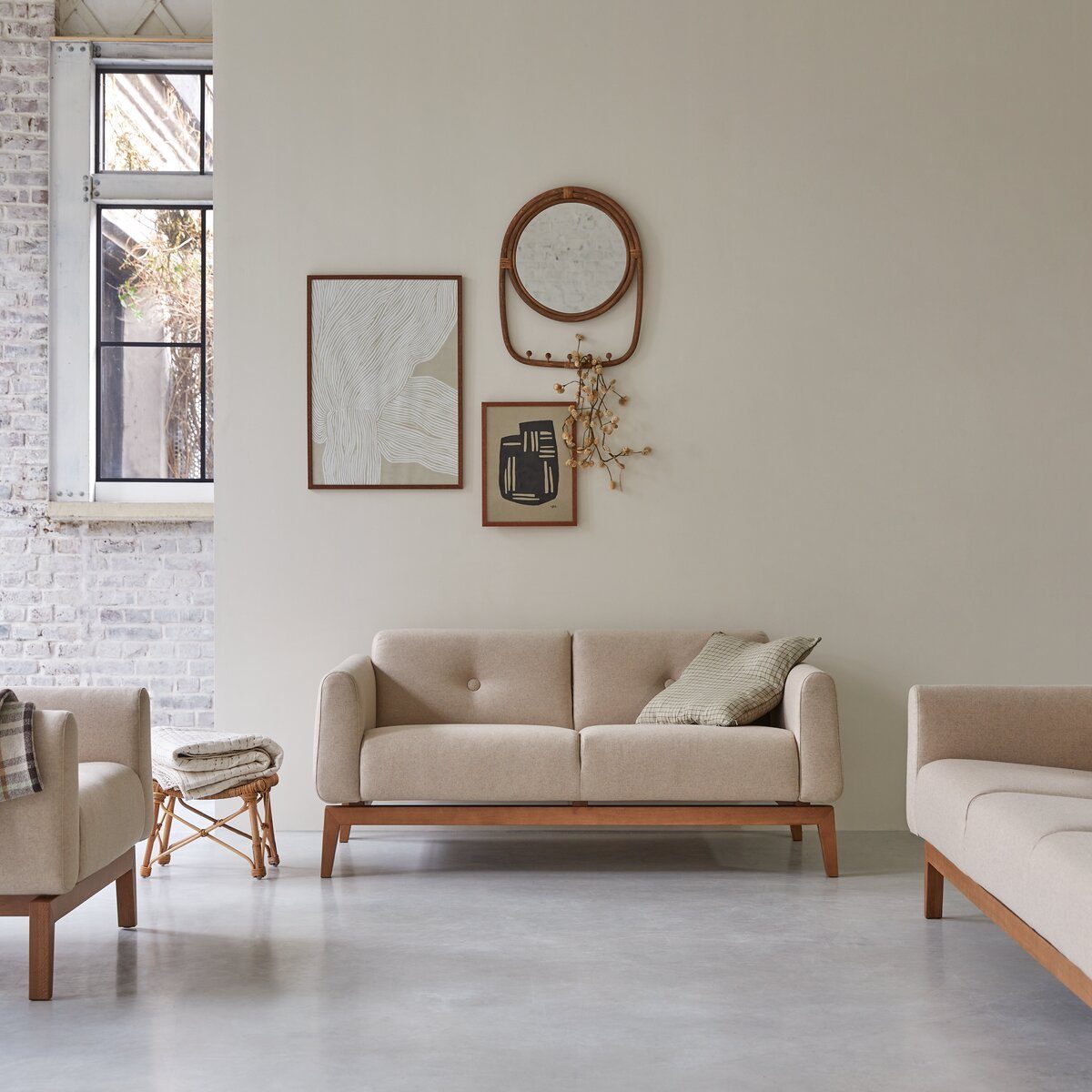 Tikamoon Sofa 2SitzerSofa mit massivem Eichenholzgestell