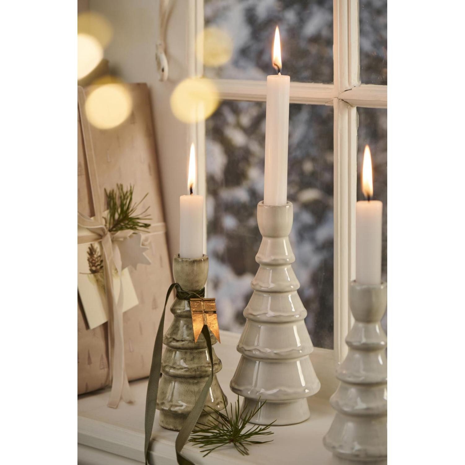 Ib Laursen Windlicht Ib Laursen Kerzenhalter Gerillt Weiß Meliert (16x7 cm) günstig online kaufen