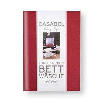 Bettwäsche Casabel Bettwäsche-Set aus Mako-Satin - Unifarben - Bordeaux, Brielle, 2 teilig, Mit Reißverschluss, 100% Baumwolle