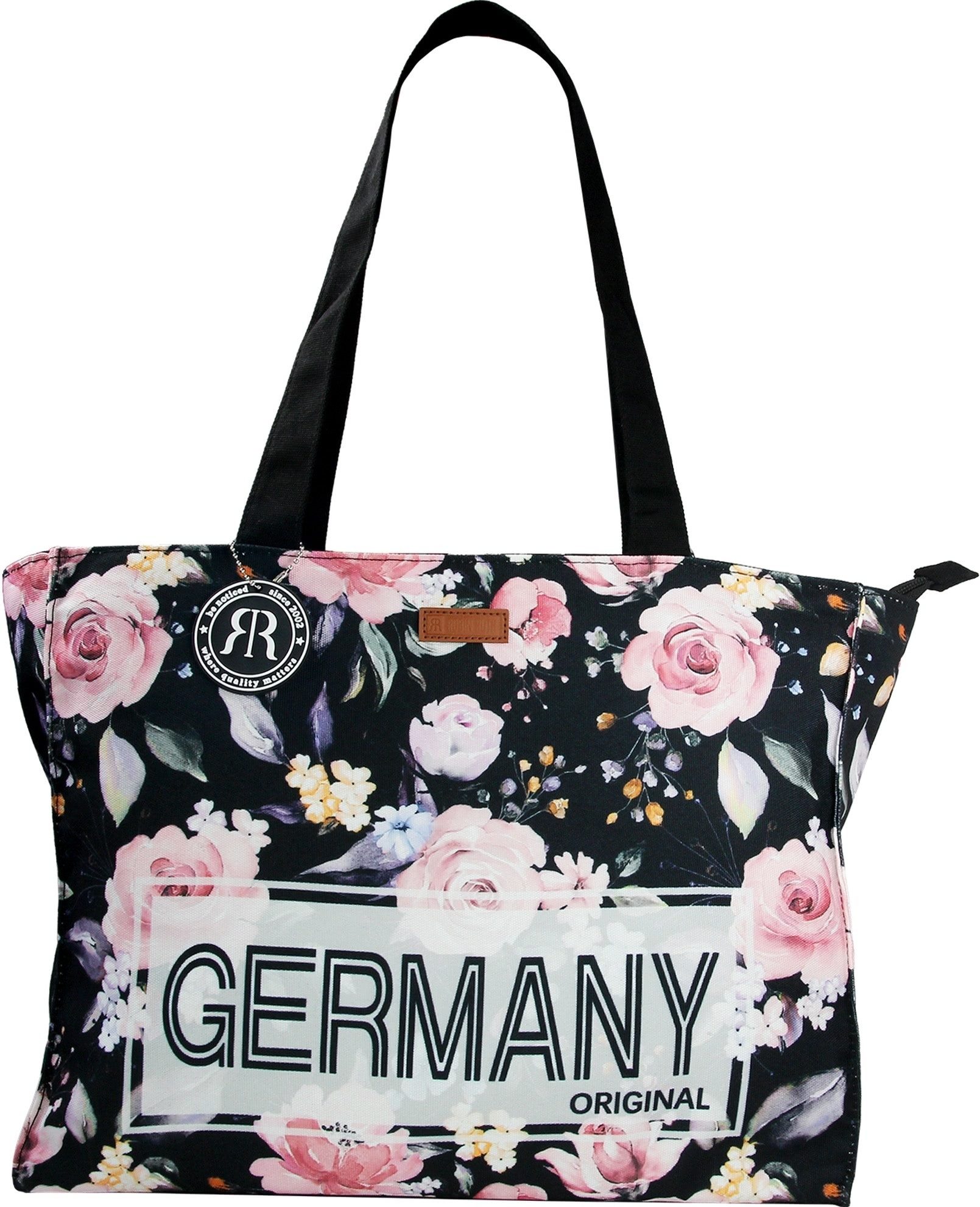 Robin Ruth Schultertasche Robin Ruth Schultertasche Baumwolle (Schultertasche), Damen, Jugend Schultertasche Baumwolle, schwarz, rosa 36,5 x 28,5cm