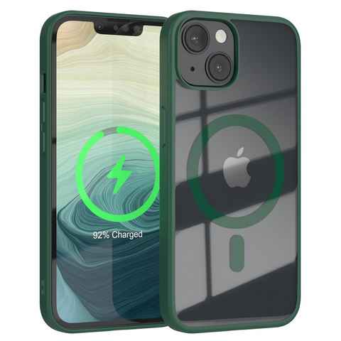 EAZY CASE Handyhülle Transparente Hülle mit MagSafe für iPhone 14 6,1 Zoll, TPU Hülle, flexibel, Clear Case Silikonhülle anti-kratz Backcover Grün