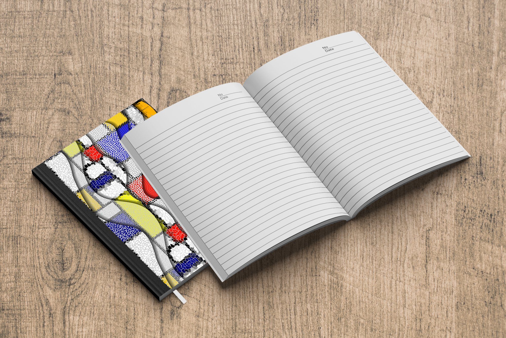 MuchoWow Notizbuch Muster, - Mondrian Kubismus 98 Merkzettel, Tagebuch, Seiten, Journal, A5, Haushaltsbuch Kunst - Notizheft, 