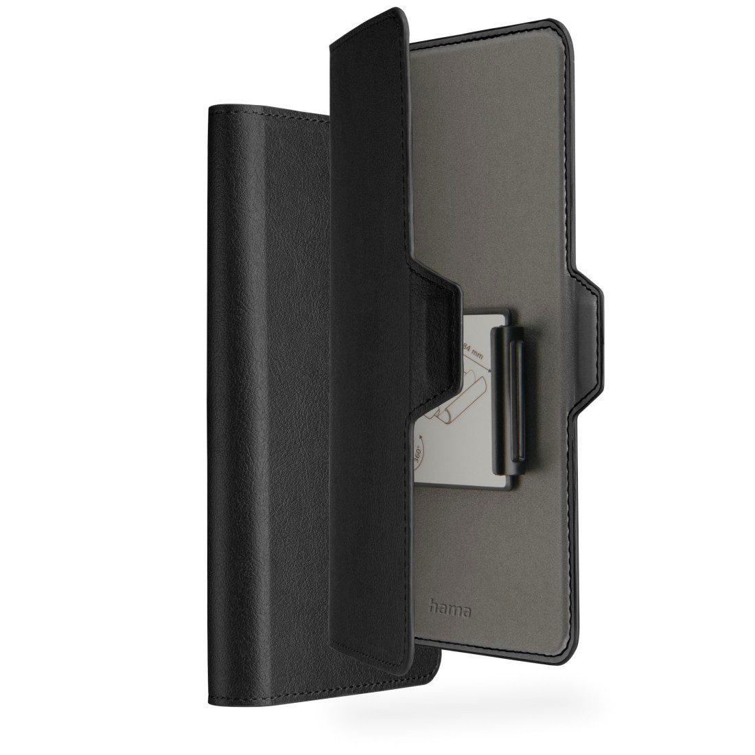 Hama Smartphone-Hülle Universal Handyhülle Klapphülle Kunstleder mit Kartenfächern XXL, Drehbare Halterung, verstellbare Smartphonehalterung, Magnetverschluss