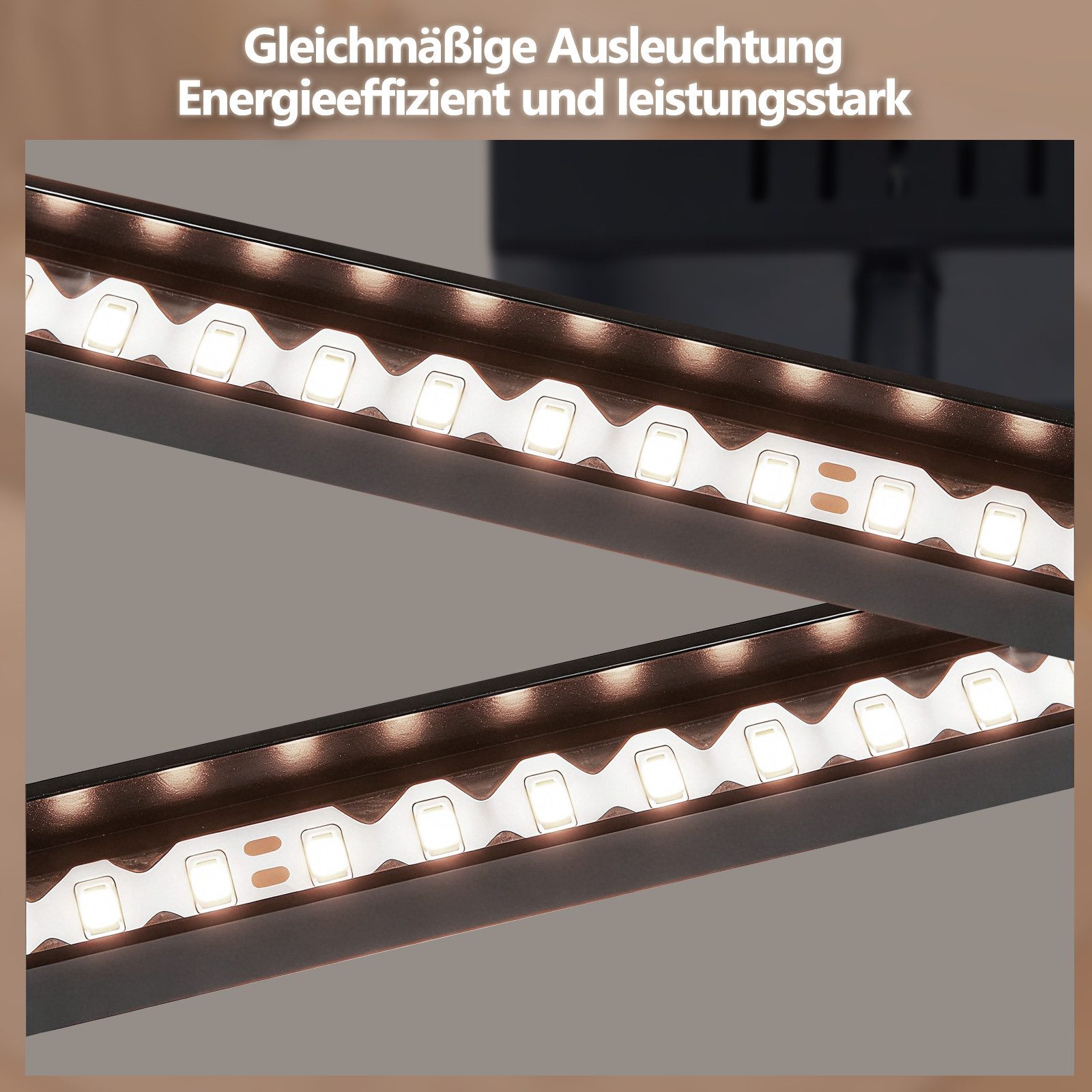 ZMH LED Deckenleuchte 2 überkreuzte Rahmen, 39,5 cm, flach und drehbar, nicht dimmbar, LED fest integriert, Neutralweiß, Wohnzimmer Drehbar, 24 W, für Schlafzim – Bild 5 von 5