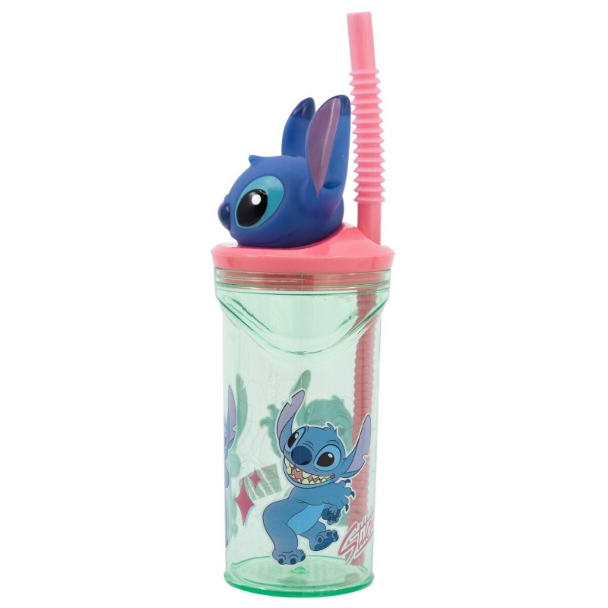 Lilo & Stitch Trinkflasche Lilo & Stitch Trinkbecher 3D Kinderbecher & Strohhalmbecher 360ml