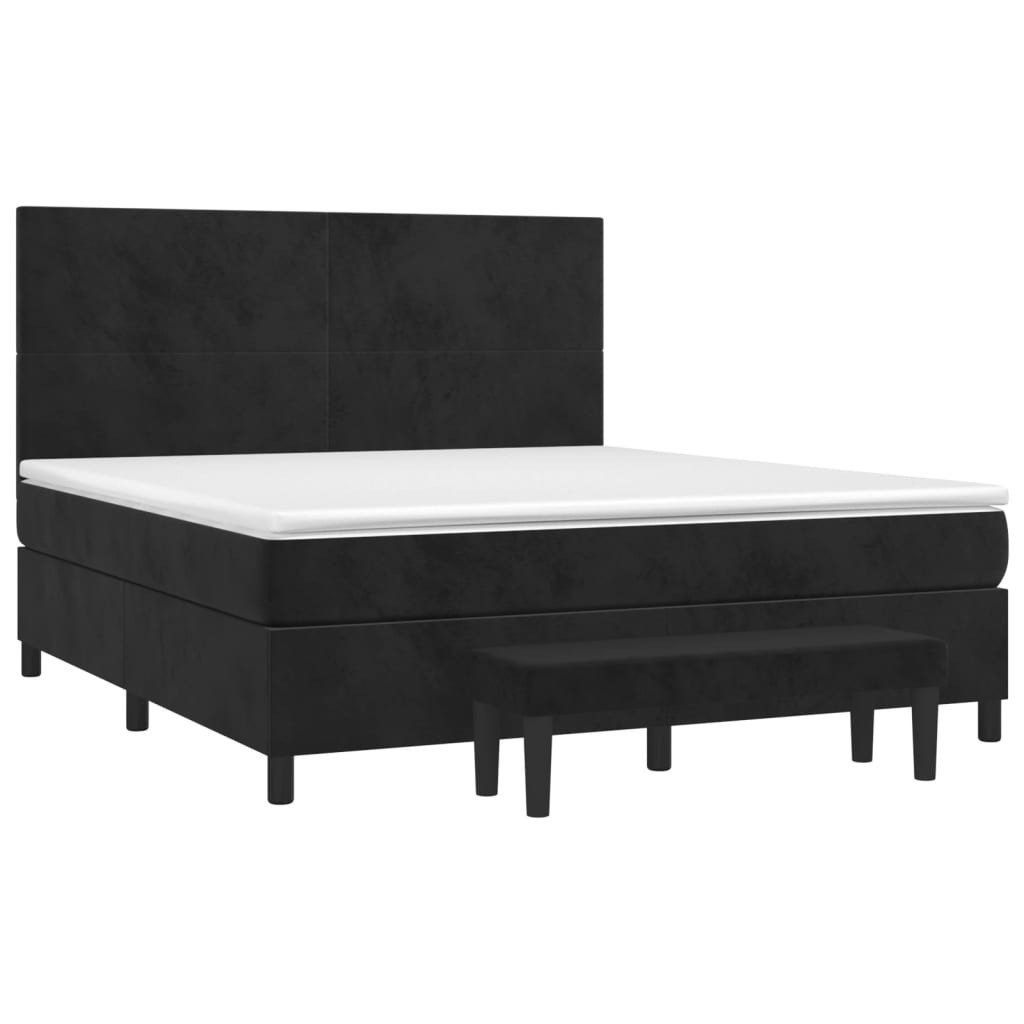Bett Boxspringbett mit Matratze Schwarz 180x200 cm Samt