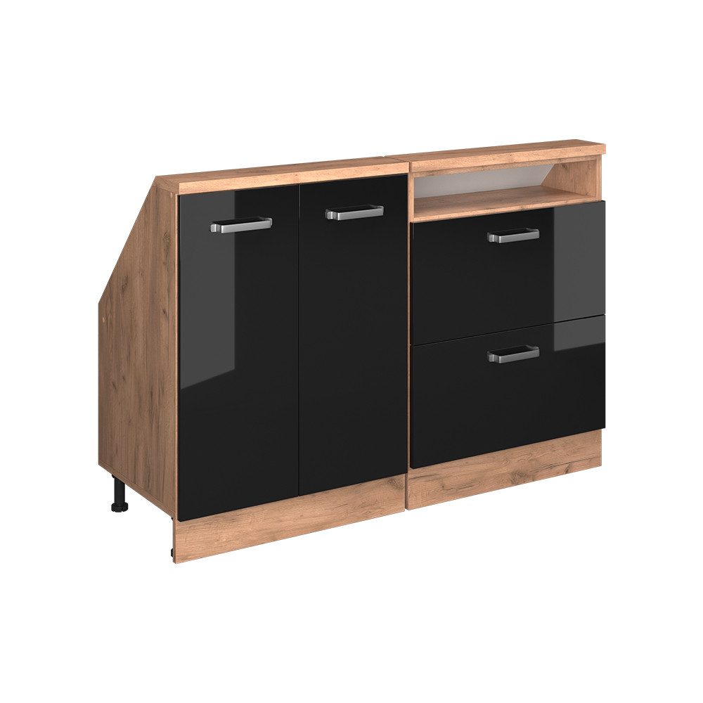 Vicco Unterschrank R-Line, Schwarz Hochglanz/Goldkraft Eiche, günstig online kaufen