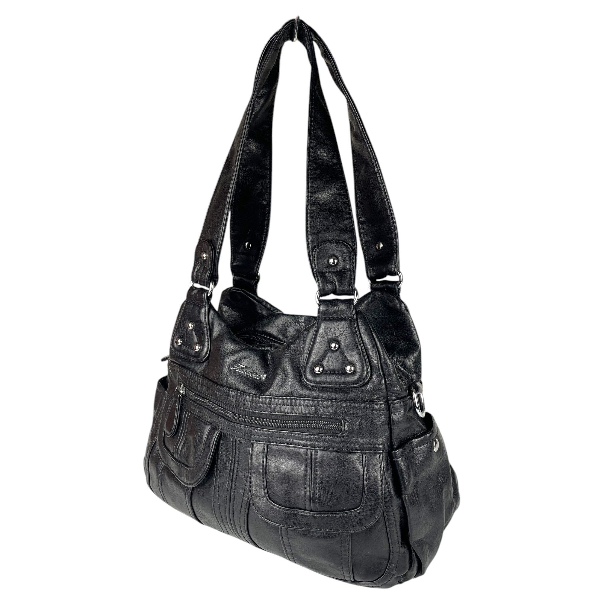 Taschen4life Schultertasche Damen Handtasche, Schultertasche AK22134, 2x Hauptfach, abnehmbarer Trageriemen, Innen- und Außenfächer