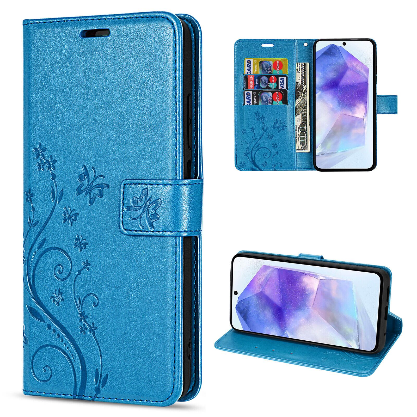 betterfon Handyhülle Handytasche für Samsung Galaxy A55 Schutzhülle Klapphülle, Bookstyle-Hülle: Magnetverschluss 3 Kartenfächer & Standfunktion
