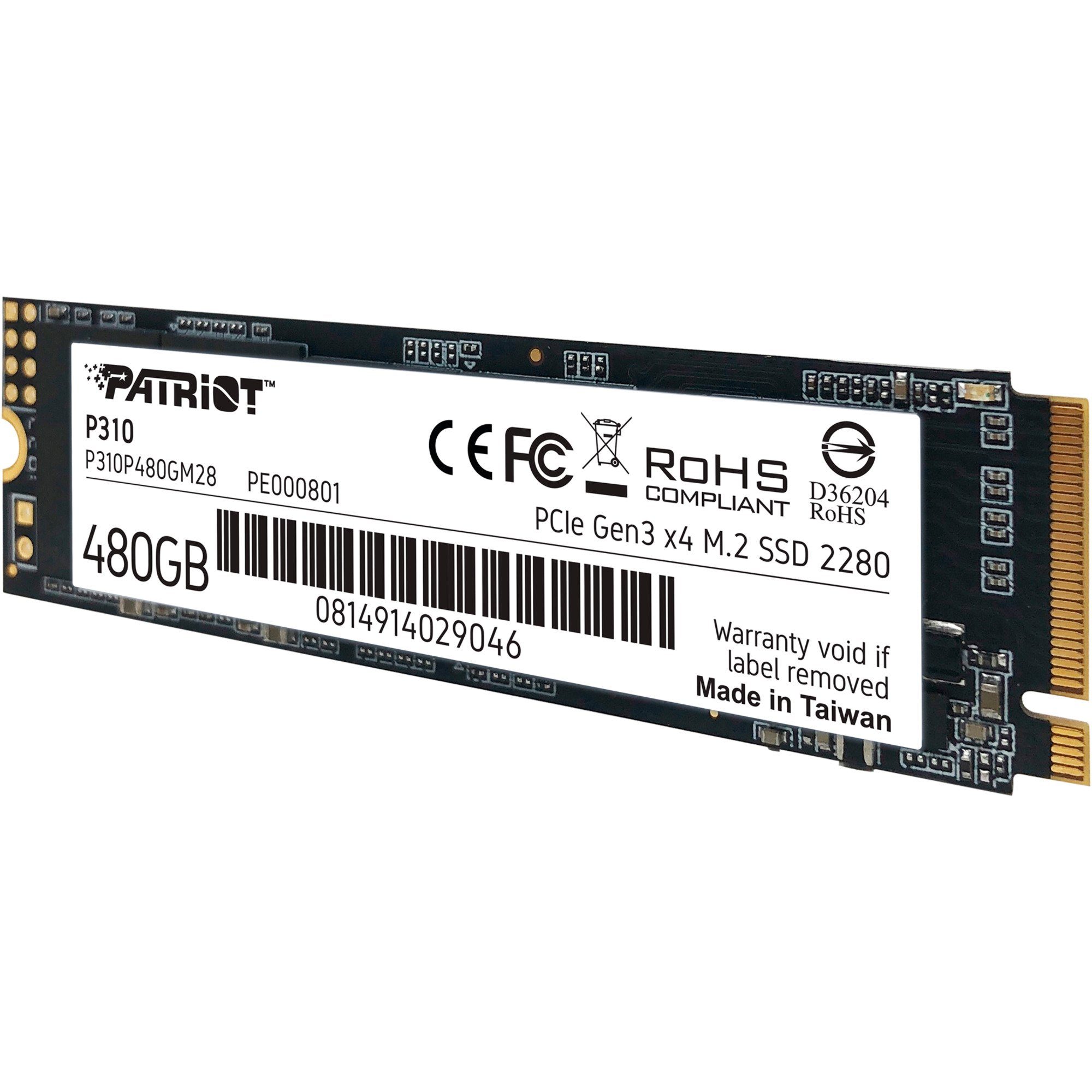 Patriot Patriot P310 480 GB, SSD, (PCIe 3.0 x4, NVMe 1.3, SSD-Festplatte (480 GB) 2.5"