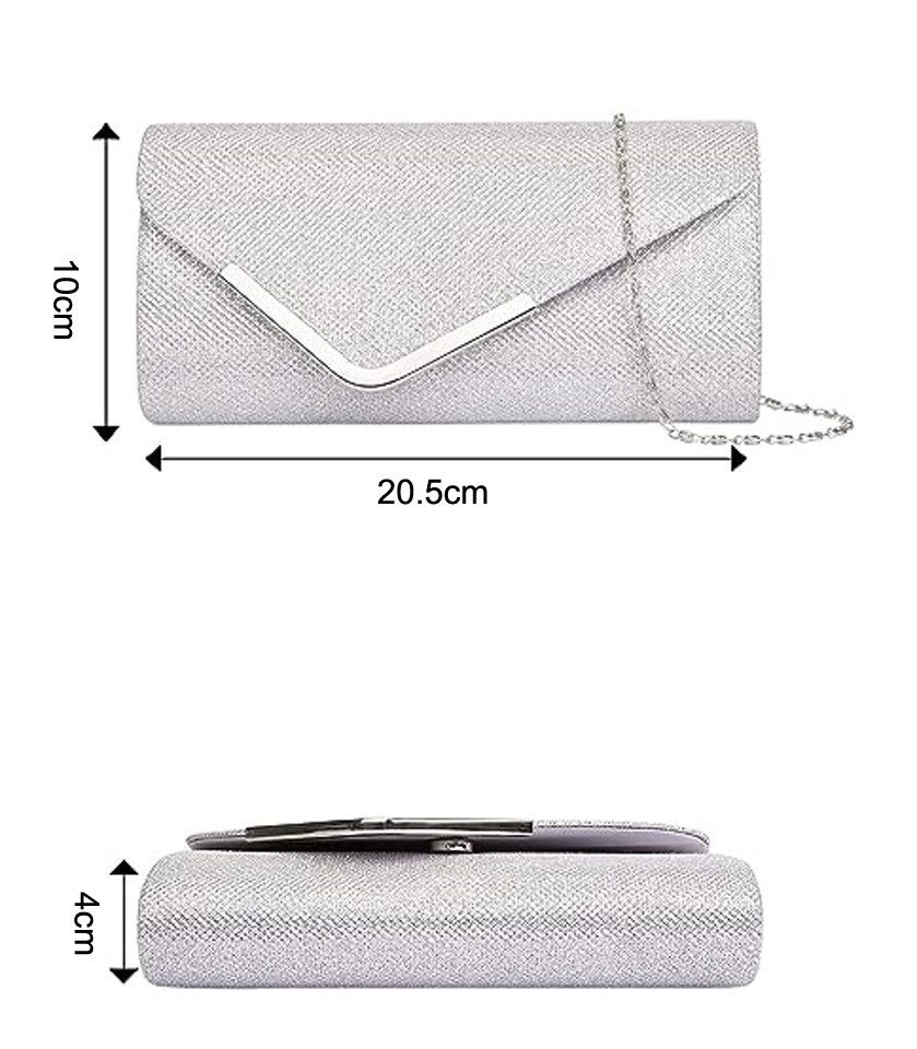 Bwecuy Abendtasche Damen Glitzer Clutch Abendtasche – Elegante Umhängetasche (1-tlg), mit Abnehmbarer Kette für Party, Hochzeit & Festliche Anlässe