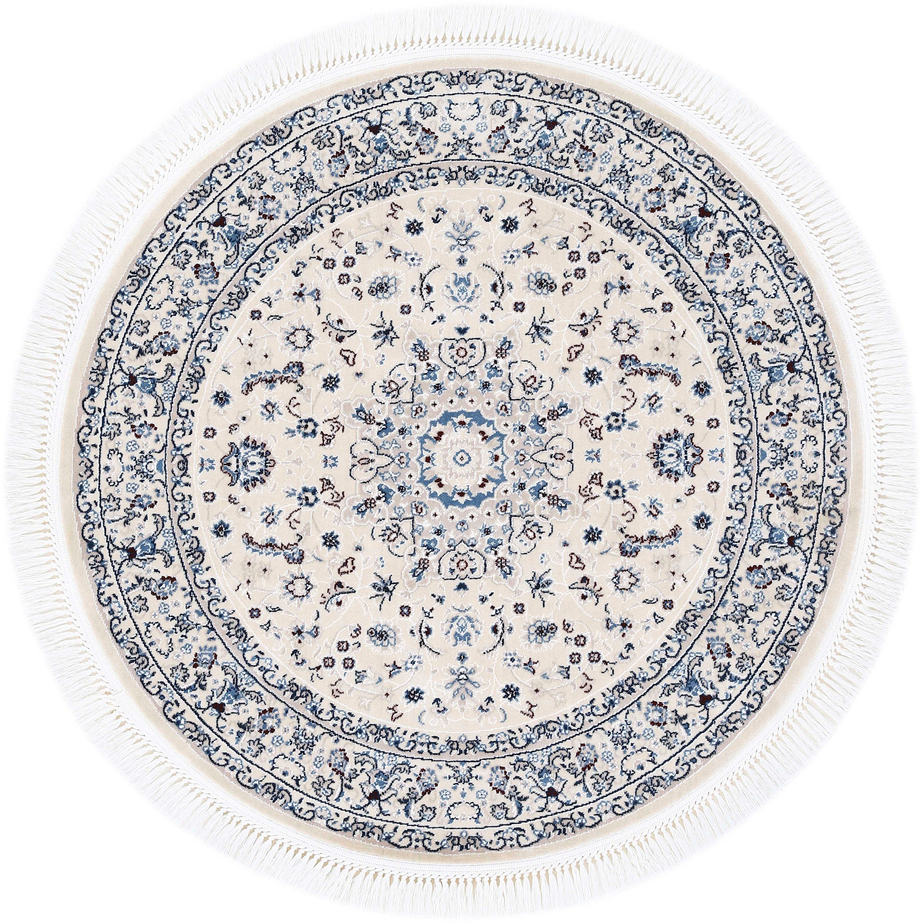 Teppich Nain Diane, carpetfine, rund, Höhe: 8 mm, Kurzflorteppich, Orient Look creme | Kurzflor-Teppiche