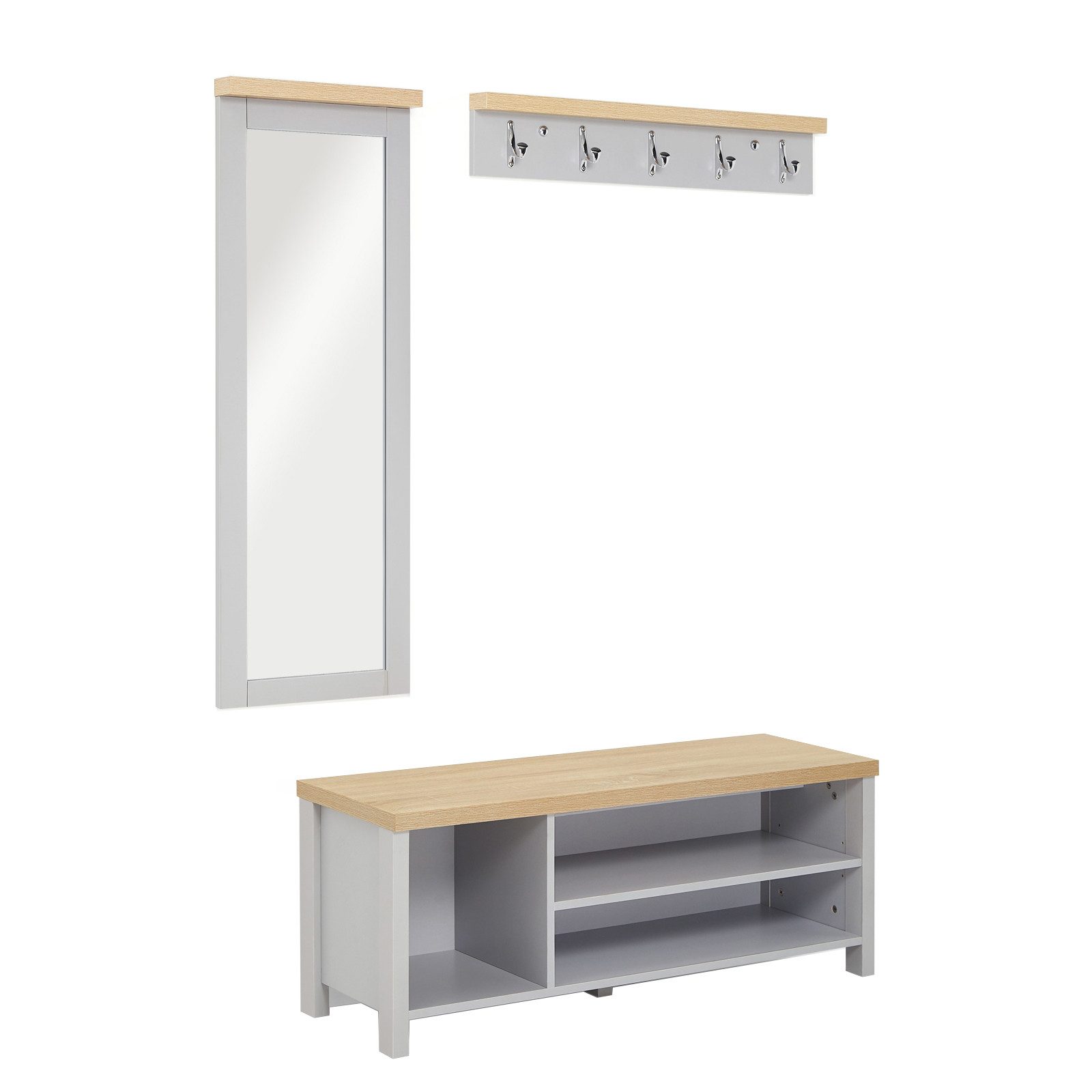 Mondeer Garderoben-Set Flurmöbel-Set, (3-St),Schuhbank Wandspiegel und Wand günstig online kaufen