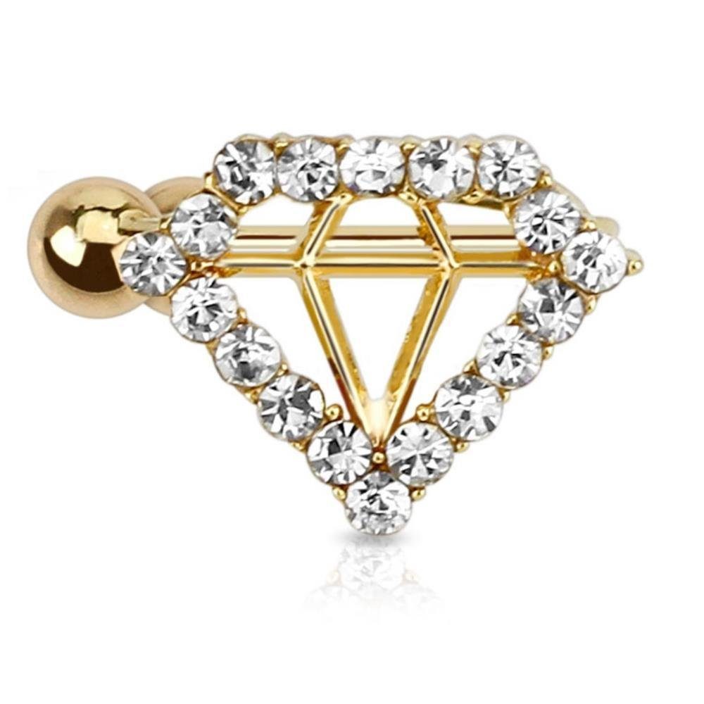 BUNGSA Ohrklemme Ohrklemme Diamant Gold aus Messing Damen (1 Stück, 1-tlg), Ohrschmuck Ohrringe Linkes Ohr
