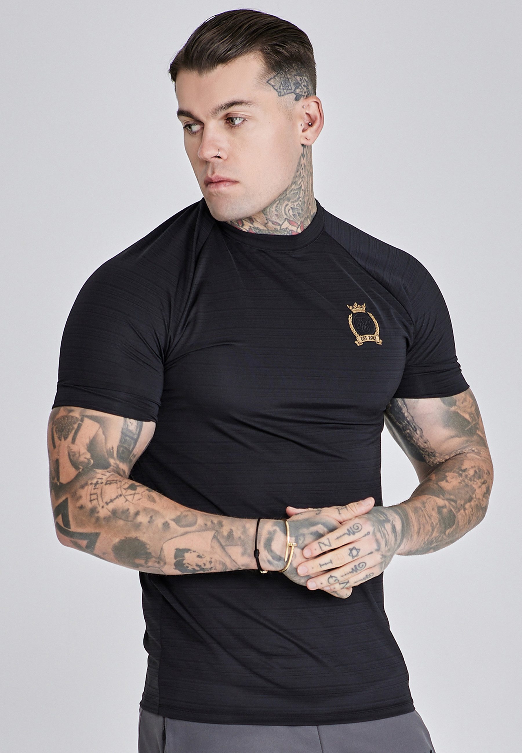 T-Shirt SikSilk Herren Crest Tech T-Shirt