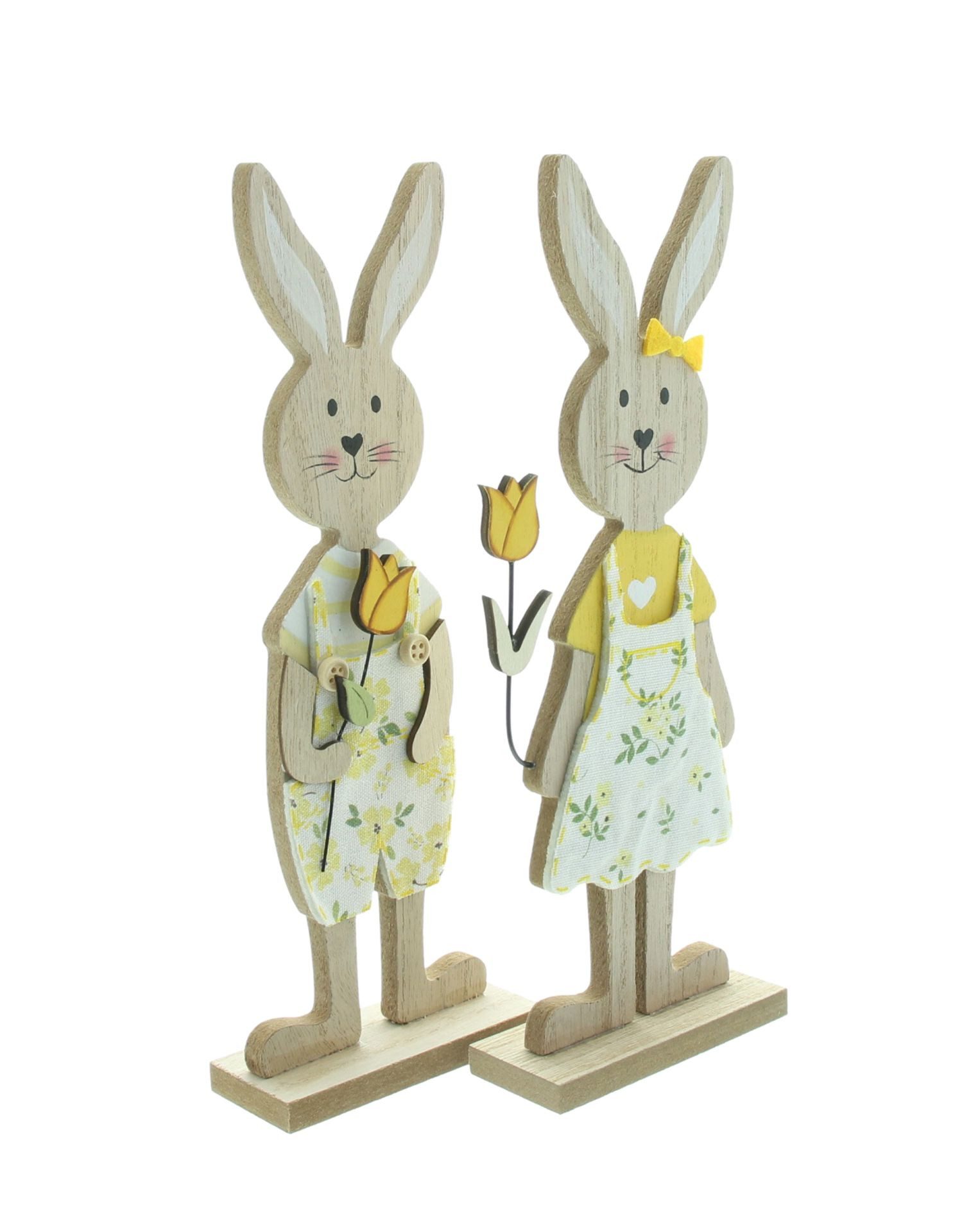 Home-trends24.de Osterhase Hase Osterhase Tulpe Ostern Figur Aufsteller 2er-Set 27 cm (2 St)
