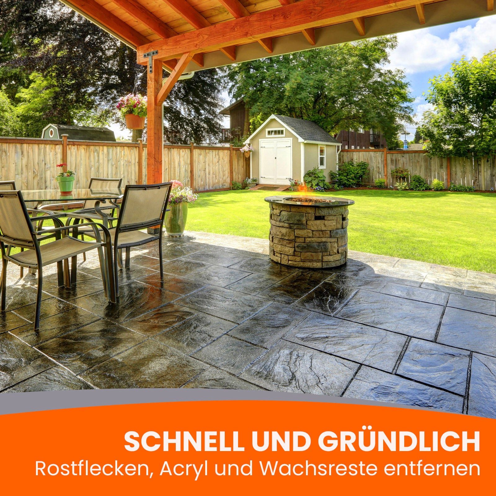 BEKATEQ LS-565 Rostflecken Entferner für Stein & Beton inkl. Bürste Rostentferner (250ml + Bürste, [2-St. Steinreiniger Rostentfernung Terrasse Stein Fliesen Beton Pflaster wirkt selbsttätig Flugrost Acryl Wachs)